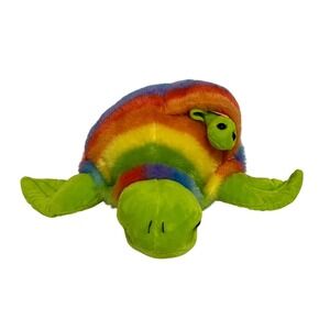 Rainbow Mommy and Baby Surf Sea Turtle 12" Plush Stuffed‎ Animal Colorful Toy
